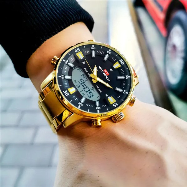 2023 Watch Herr Toppmärke Vattentät Sport Digitala klockor LED Steel Military Quartz Watch For Herr Armbandsur Relogio KAT1815-3 WITH BOX