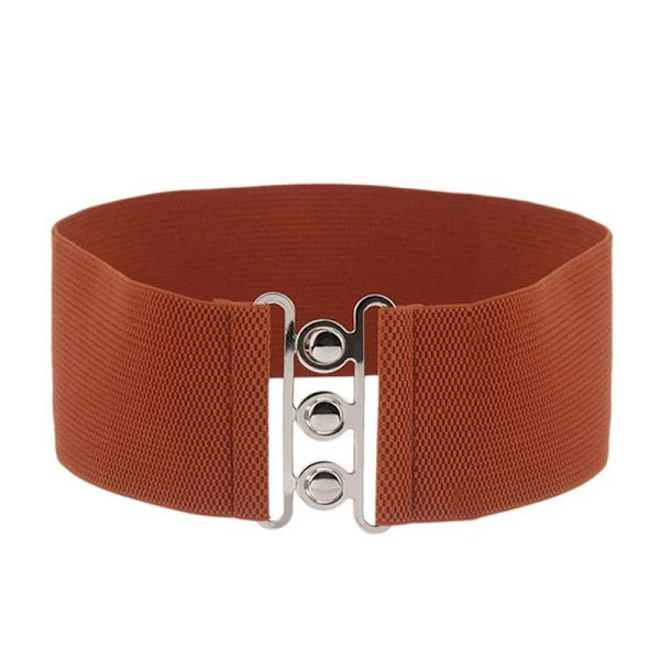 Brett bälte för kvinnor slimmande midjebälte med metallspänne Lyxigt kvinna midjeband högt elastiskt midjebälte för midjedekor brown One Size