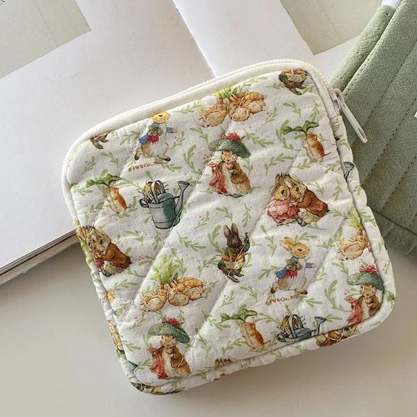 Förvaringspåsar för sanitetsbindor Bomull Söt Korea Myntväska Mynt Smycken Organizer Case Liten smink kosmetikapåsar Rabbit