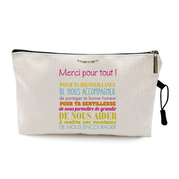 Teacher's Day Examen Present Cosmetic Bag Super Atsem Merci Maitresse Print Kvinnor Neceser Sminkväska Påse Organizer Pattern 10 22 x 13 CM