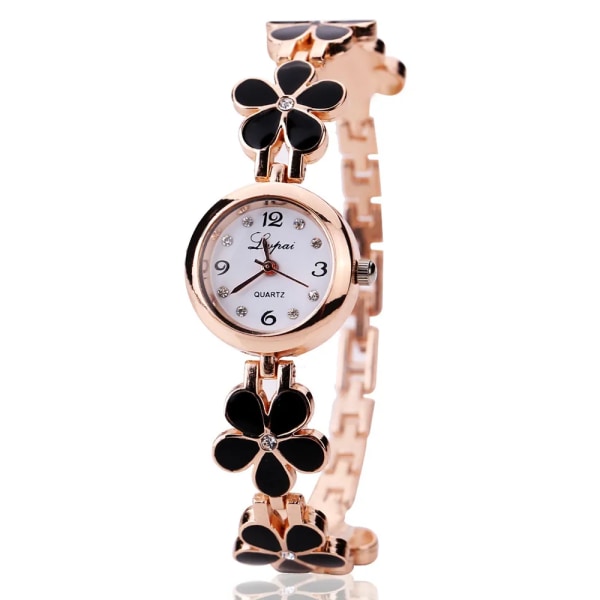 2022 Lyxigt Rhinestone Flower Armband Rostfritt Stål Watch Mode Liten Klocka Damband Klänning Kvinnlig Klocka relogio feminino Red