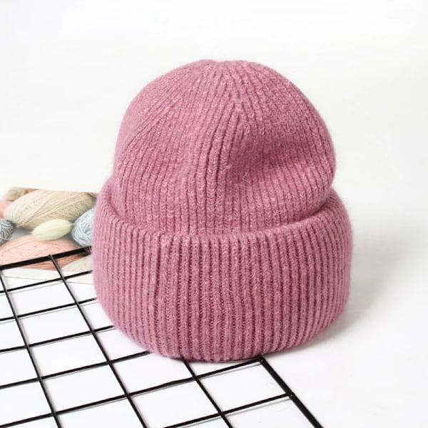 Visrover 9 Färger Unisex Solid Färgade Mössor Vinterhatt För Kvinna Stickad Bonnet Acryl Kvinna Höst Varma Skullies 1-bright purple