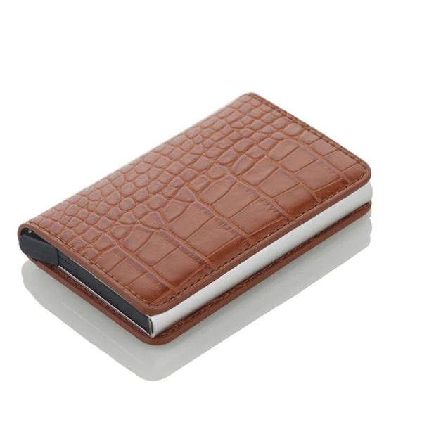 Ny unisex kreditkortshållare PU-läderblockerande Rfid-plånbok Herr ID-korthållare Säkerhetsinformation Case Plånbok Crocodile brown