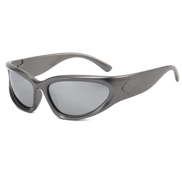 SHAUNA Retro Y2K-stil Kvinnor Cat Eye Solglasögon Mode Färgglada Spegelglasögon Män Punk Sport Solglasögon Gun silver mirror As the picture