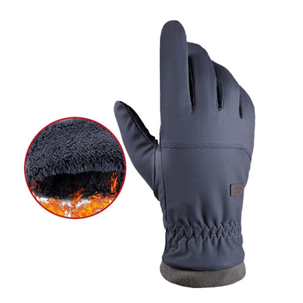 Vintervarma cykelhandskar Män Kvinnor Vattentät pekskärm Snow Cykel Skidhandskar Full Finger Antisladd Motorcykelhandskar Gray One Size