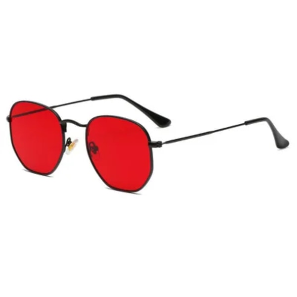 Hexagon Solglasögon Dam Märke Designer Solglasögon Män Fyrkantig metallbåge Körning Fiske Glasögon Goggle Zonnebril Mannen black red No Polarized