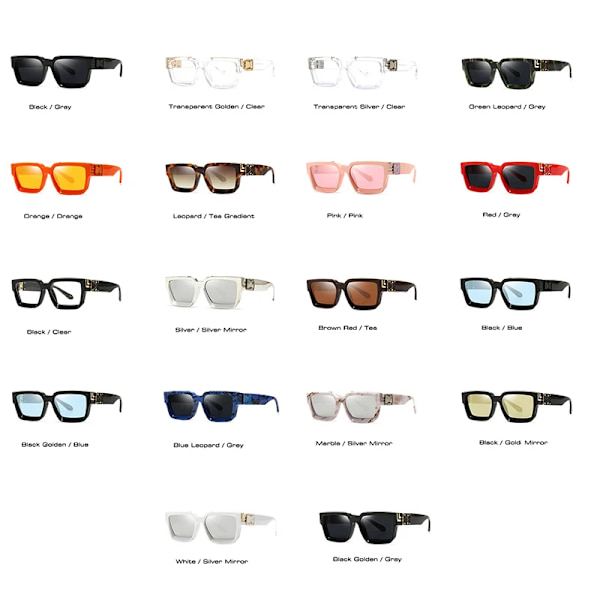 SHAUNA Retro Square Solglasögon UV400 Black clear as the picture