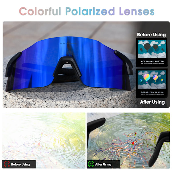 Kapvoe Polarized Cykel Cykelglasögon Utomhussport Solglasögon Fiskeglasögon Nya Män Kvinnor MTB Cykelridning Vandring Glasögon PGXC-KE-X27-2LENS-02 2 lens