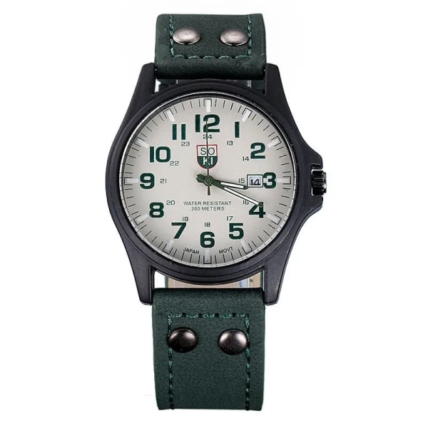 Märke Sport Militärklockor Mode Casual Quartz Watch Läder Analog Herr 2019 Ny SOKI Lyxarmbandsur Relogio Masculino black