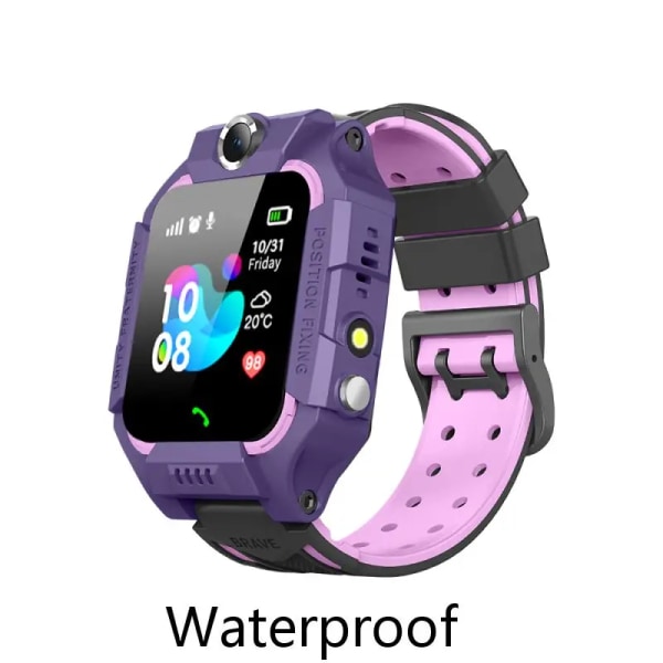 Barn Smart Watch Ny Sim-kort Smartwatch för barn SOS LBS Ring Telefon Kamera Röstchatt Foto Vattentät Pojkar Flickor Present Q19 Pink Waterproof Spainish Version