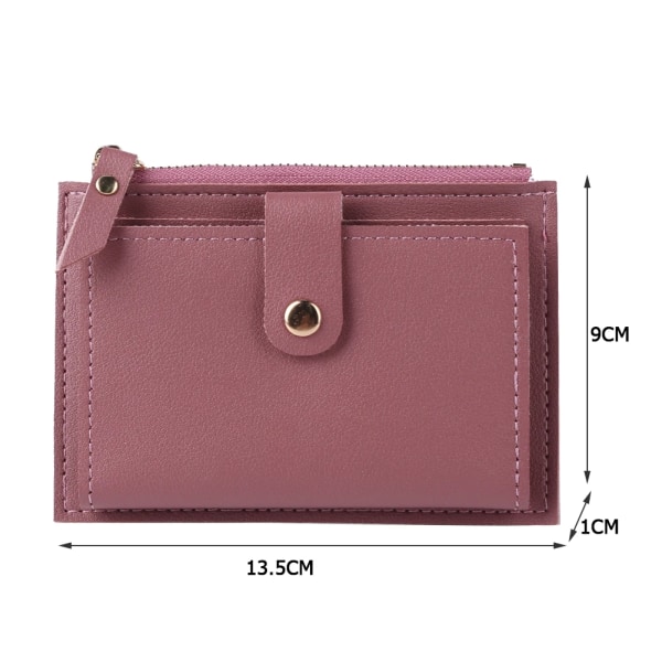 Mode Kvinnor Enfärgad Multi-slot Kreditkortshållare Bärbar PU Läder Mini Myntväska Multifunktion Plånboksfodral med case Rose Red