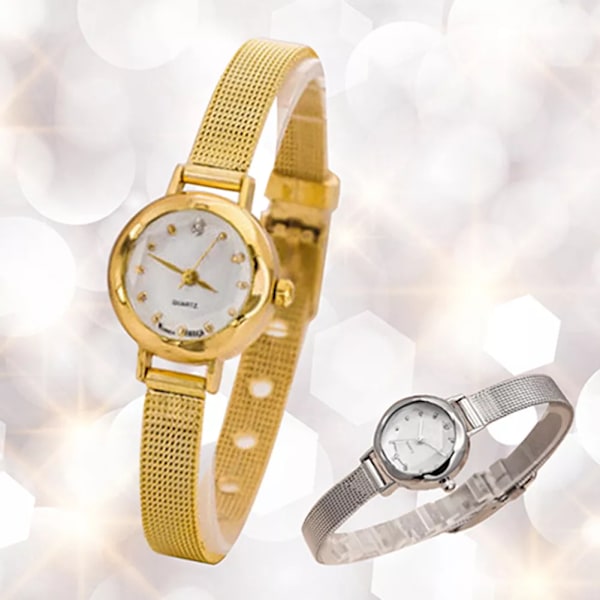 HET FÖRSÄLJNING!!! Dammode Mesh Finlegering Band Strassurtavla Quartz Armband Watch Ny ankomst White