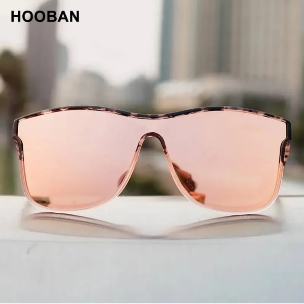 HOOBAN 2023 New Square Polarized Solglasögon Män Kvinnor Mode Fyrkantiga Man Solglasögon Märkesdesign Endelad linsskydd UV400 Pink Leopard Pink Polarized