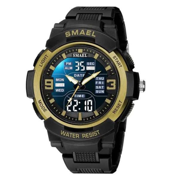 SAMEL Digital Watch Man 2023 New Chronograph Sports Watch For Herr Vattentät 5 Bar Quartz Armbandsur reloj hombre 1912 Black Gold