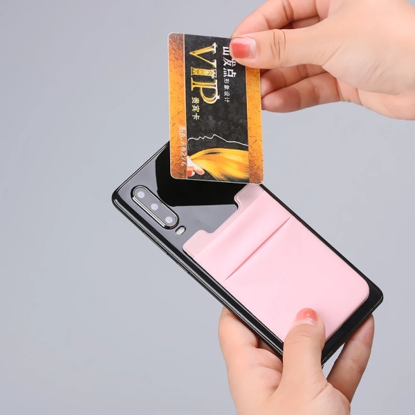 1 st självhäftande klistermärke Telefonficka Mobiltelefon Stick On Card Plånbok Stretchiga kreditkort ID-kortshållare Fodral grey