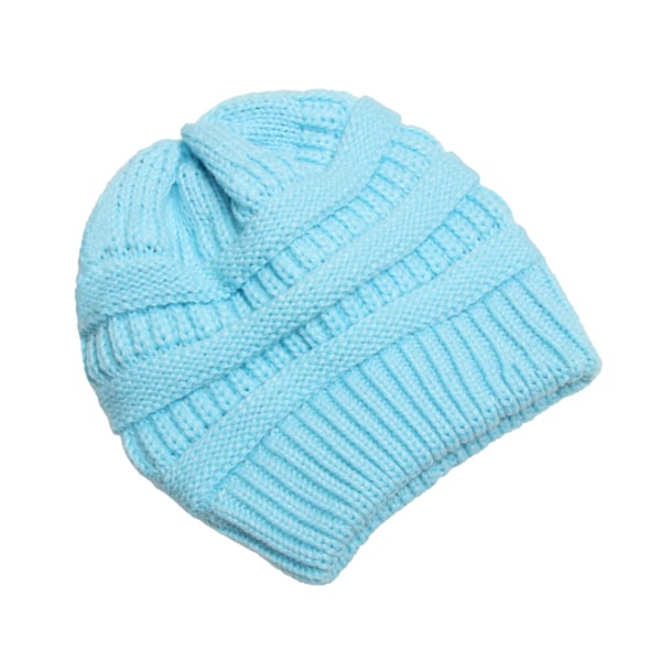 25 Färgade Enfärgade Beanies Kvinnor Stickade Beanie Hatt Mode Höst Vinter Varma Hattar SkulliesCap För Kvinnor Sky Blue