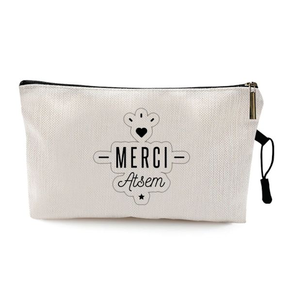 Teacher's Day Examen Present Cosmetic Bag Super Atsem Merci Maitresse Print Kvinnor Neceser Sminkväska Påse Organizer Pattern 11 22 x 13 CM