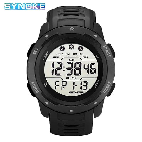 Reloj Hombre Utomhus Digitala klockor Sport LED Män Big Dial Round Watch Luminous Casual Clock Multifunction Wrist Stoppur 2022 Black