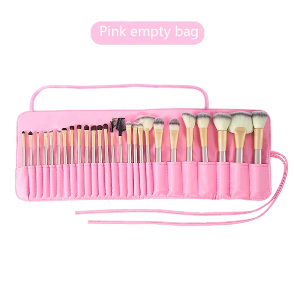 12/18/24 Hål Sminkborsteväska Funktionell case Organizer Sminkborstar Skydd Sminkverktyg Rullande påse Pink empty bag