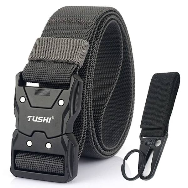 VATLTY Quick Release Elastiskt bälte Herr Hård legering Spänne Stark Äkta Nylon Dam Stretchbälte Utomhussport Arbetsbälte Hane Dark gray set(.896) 115CM(.896)