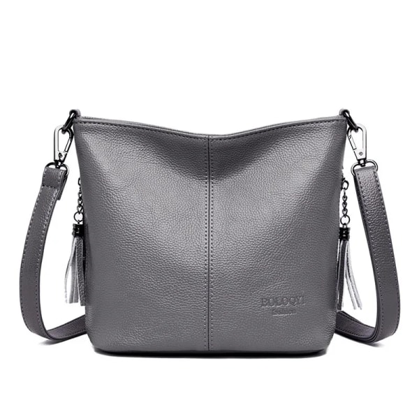 Crossbody-väskor i mjukt läder för kvinnor Nya lyxiga handväskor Dam Casual Axelväska Designer tygväska bolsa feminina Gray 25cm x 10cm x 21cm