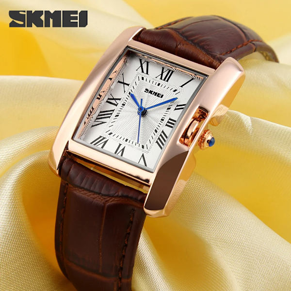 SKMEI Märke Dam Quartz Klockor Mode Elegant Watch Retro Läder Dam Vattentät klocka Armbandsur Relogio Feminino red