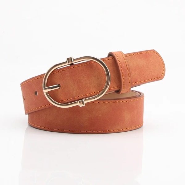 Nya Bälten för Kvinnor Enkelt Läder Guldspänne Matt Bälte Dam Jeans Klänning Byxor Midjeband Lyx Designer Märke Remmar Presenter tan 105x2.8 cm
