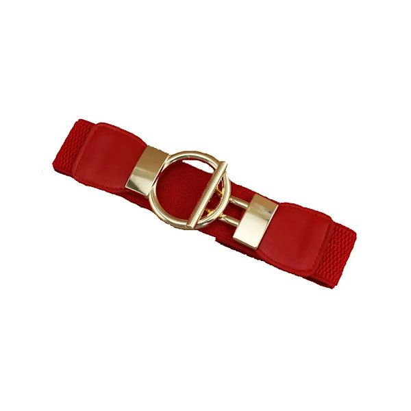 Elastiskt Kvinnor Bälte Punk Mode Kvinnor Elastiska Bälten Guld Silver Metall Kedja Midjerem För Klänning Rock Kostym Dekorativt midjeband red Style3 Elastic