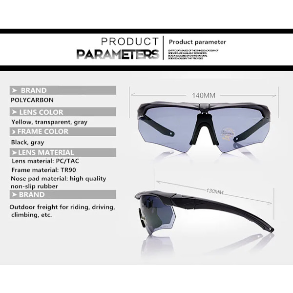 Tr90 Military Goggles 3 lins Solglasögon Skottsäkra Army taktiska Glasögon skytte Glasögon MTB Cykling 1 Polarized 2 PC(.291)