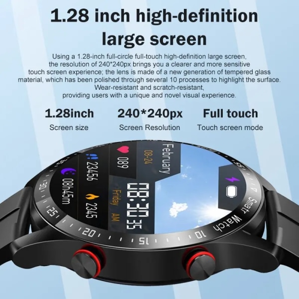 Smart Watch Bluetooth Call Ecg Ppg Full Touch Screen Väder Samtalsinformation Påminnelse Multi Voice Sports Mode Smart Armband tape black