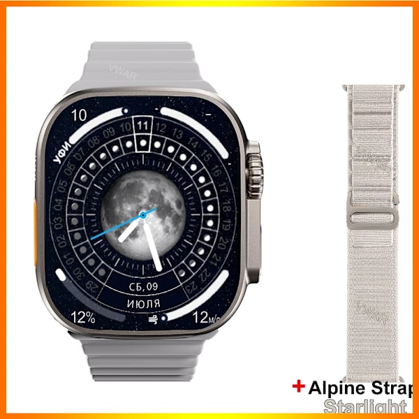 VWAR ZD8 Ultra MAX Plus Smart Watch Series 8 Kompass 49mm Titanium Alloy Bluetooth Call NFC ECG IP68 Vattentät Smartwatch Gold Alpine S