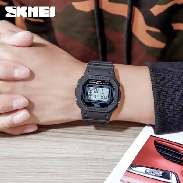 SKMEI 1628 2 Time Count Down Herr Armbandsur Mode Retro Man Klockor reloj hombre Multifunktionell Digital Sport Watch Herr Blue