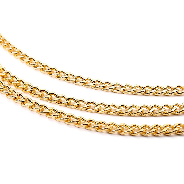 Retro Kedjebälten för kvinnor Midjeband Flerlager lång tofs för klänning Midjekedja Bälten Strasskristall magkedja Gold