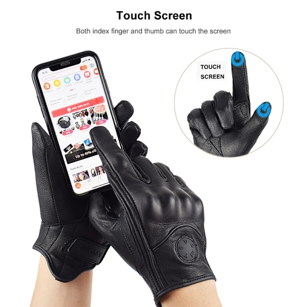 Suomy Vinatge Getläder Motorcykelhandskar Sommar Herr Perforerade Retro Läder Motorcykel Motocross Handske Dam Motorcyklist Guantes SU33  Red M