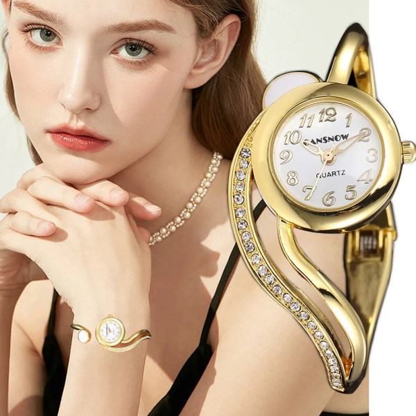 Watch För kvinnor 2023 Lyxarmband Guld Silver Liten Urtavla Klänning Ny i Dam Quartz Armbandsur Casual Clock Gift Reloj Mujer Rose Gold White