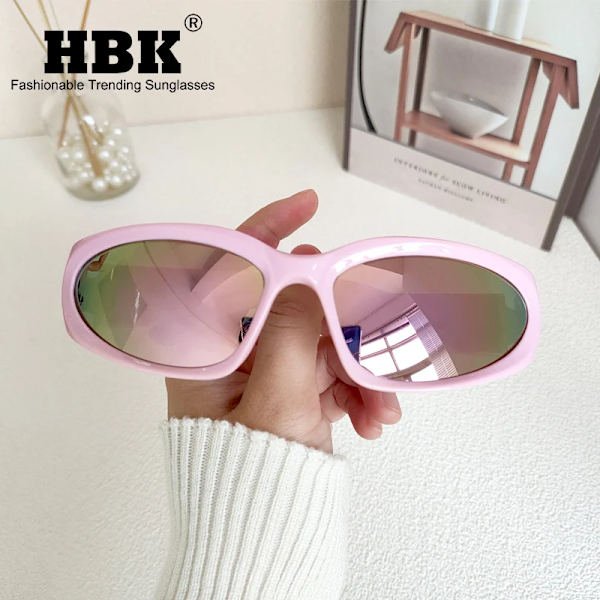 HBK Trend Steampunk Solglasögon Goggle Kvinnor Män Mode Solglasögon Punk Glasögon Kvinnlig Y2K Rosa Spegelglasögon Glasögon UV400 C11 Pink Mirror As Photos Showing