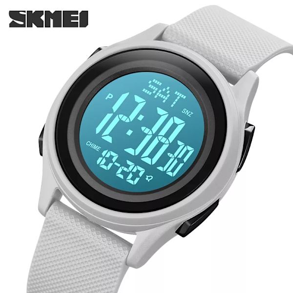 SKMEI Japan Digital rörelse Sportklocka Herr Watch Herr Vattentät stoppur Väckarklocka Relogio Masculino White