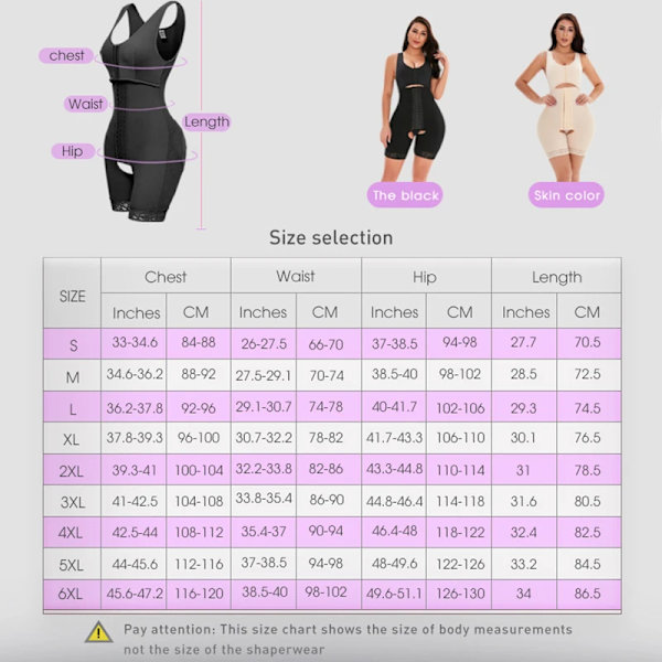 Kvinnor Shapewear Body Shaper Trosa Fajas Efter operation Efter fettsugning Kompressionsplagg Butt Lifter Krokar Beige 4XL