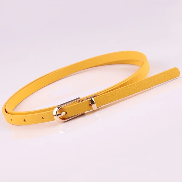 Nya Dambälten Justerbart PU-läder tunt bälte för tjejer Guldspänne Klänning Byxor Designer midjeband Mager midjebälte Yellow 108cm