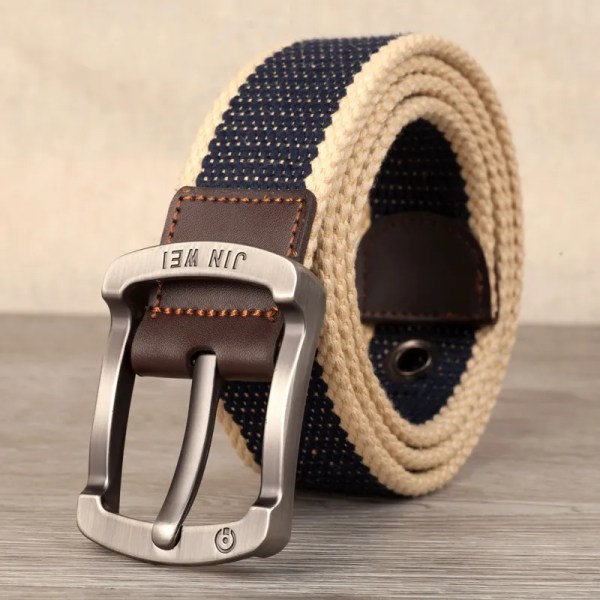 Herrspänne canvas bälte polyester flätat utomhus fritidsbyxor bälte 110-140 i längd 3,8 cm i bredd PWD001 Neutral (black) 120cm