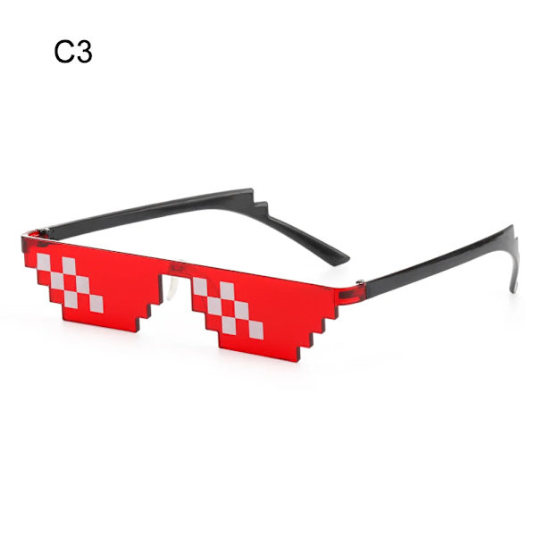 1 ST NYA Mosaic Solglasögon Trick Toy Thug Life Glasögon Deal With It Glasögon Pixel Svart Mosaik Solglasögon Coola skämt Roliga leksaker C3 As shown