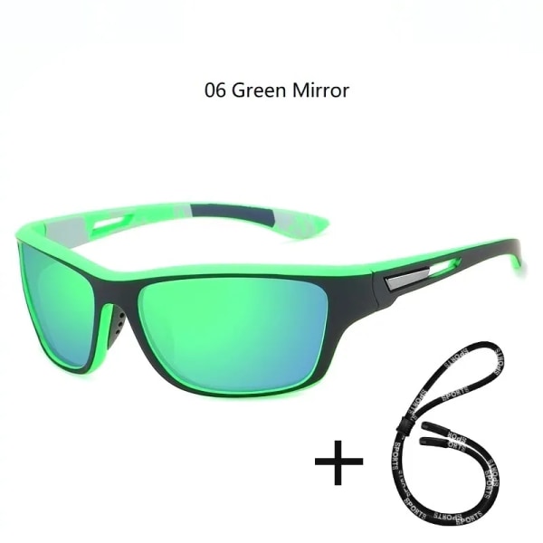 Polariserat fiske för män Solglasögon med glasögonkedja För män Kvinnor Körning Vandring Solglasögon Fiske Antireflex UV400 glasögon 06 Green Mirror