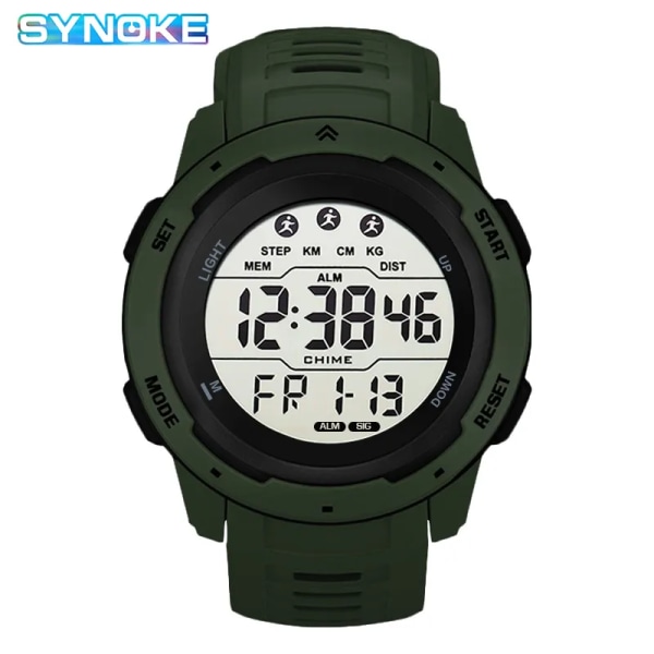 Reloj Hombre Utomhus Digitala klockor Sport LED Män Big Dial Round Watch Luminous Casual Clock Multifunction Wrist Stoppur 2022 Green