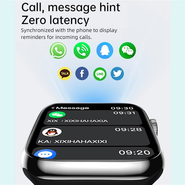 Watch 9 Smart Watch Series 8 Always on Display Blodsocker NFC Smartwatch Herr Dam BT Call Kroppstemperatur För Apple Black nylon