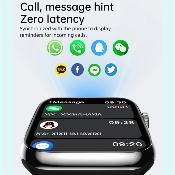 Watch 9 Smart Watch Series 8 Always on Display Blodsocker NFC Smartwatch Herr Dam BT Call Kroppstemperatur För Apple Pink
