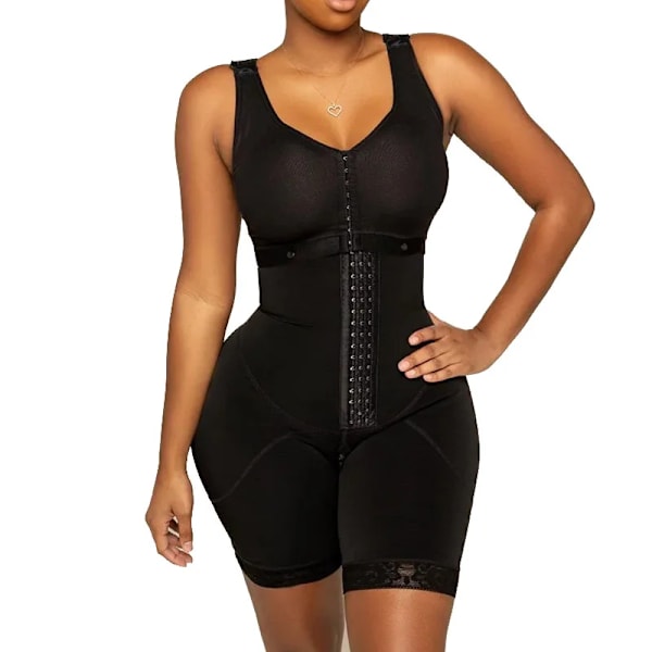 Plus Size Full Body Shapewear Magkontroll Skims Bantningskorsett Long Shaper Bysthållare och ärmar Fajas Colombianas Reductoras Black M