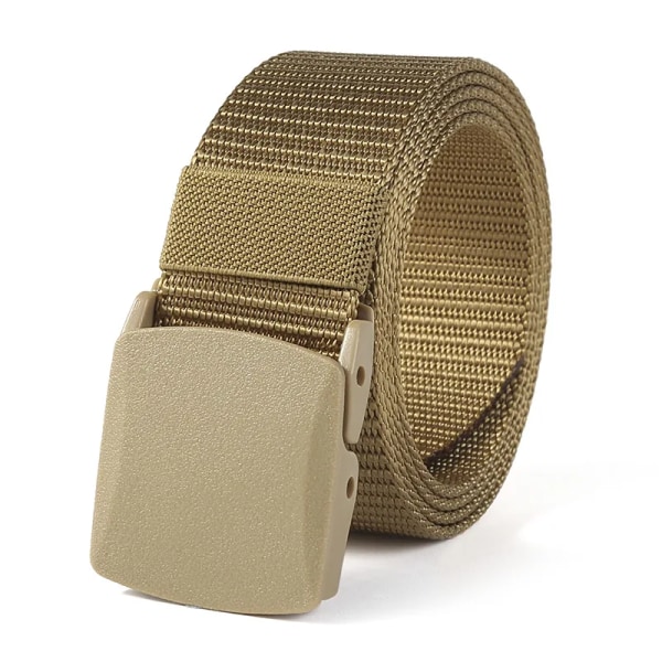 ZLY 2021 Nytt mode Canvasbälte Män Kvinnor Unisex utomhus Taktiskt plastspänne Solid Trend Vandring Midjeband Casual Hot Sälj tea 125cm