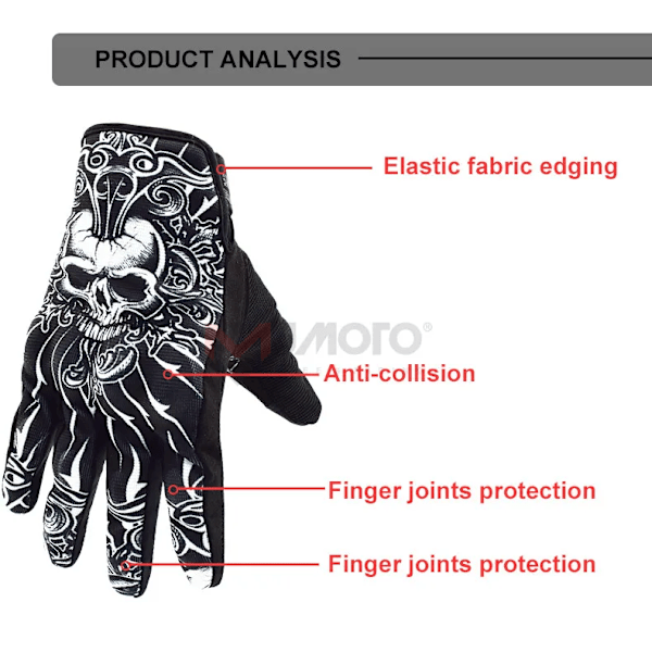 Sommar Motorcykelhandskar Hel Finger Motocrosshandskar Pekskärm Körning Mtb Moto Handskar För Dödskalle Brittisk Flagga Turnering Karta Red-Suomy M