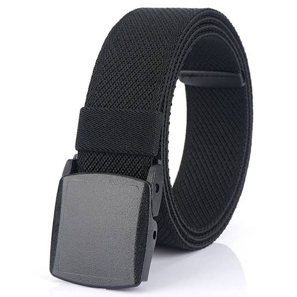 VATLTY Metallfritt elastiskt bälte för män, starkt teknisk plast, snabblåsande nylon Unisex Stretchbälte Utomhussport Black 120cm