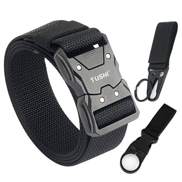 VATLTY 2022 Snabbtorkande taktiskt bälte män Hårdlegering Snabbspänne 1200D Mjuk nylon Army Bälte Hane Militär utrustning Black set(.1106) 125cm(adjustable)(.1106)